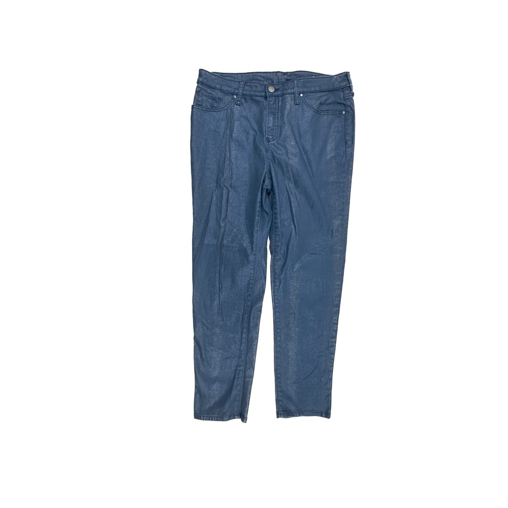 Chico's Ankle Pants Chico size 2 Womens size 12 Navy Blue Snake Print Metallic